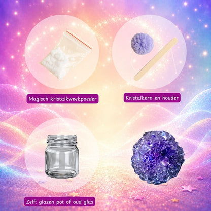 Schitterlichtkristal, magisch knutselpakket met persoonlijke brief
